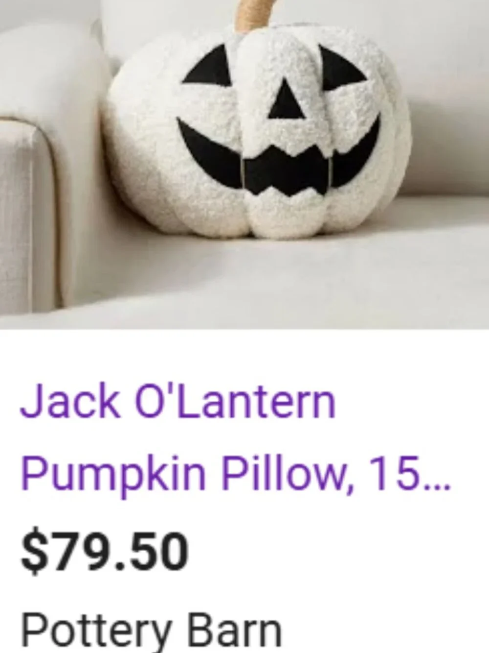 Pottery Barn Jack-O-Lantern Shaped Pillow